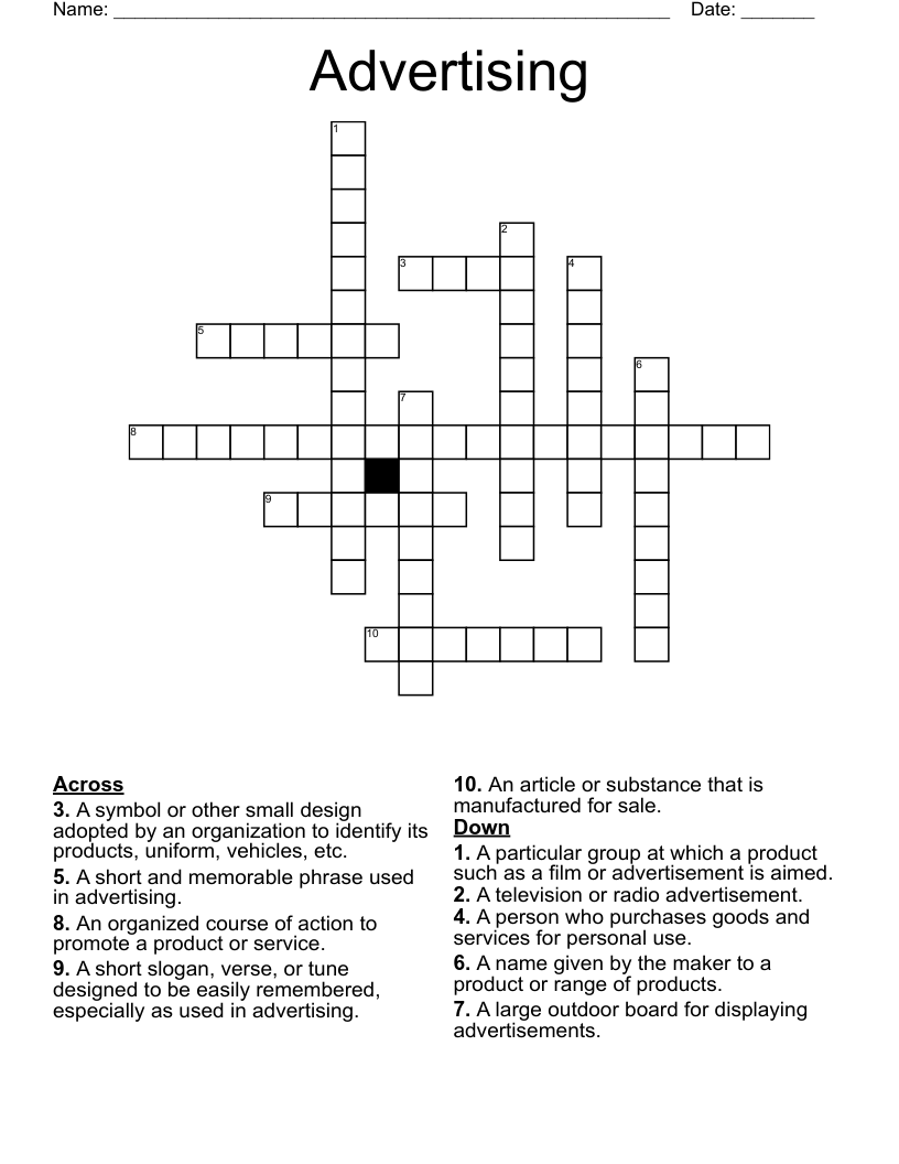 Advertising Crossword