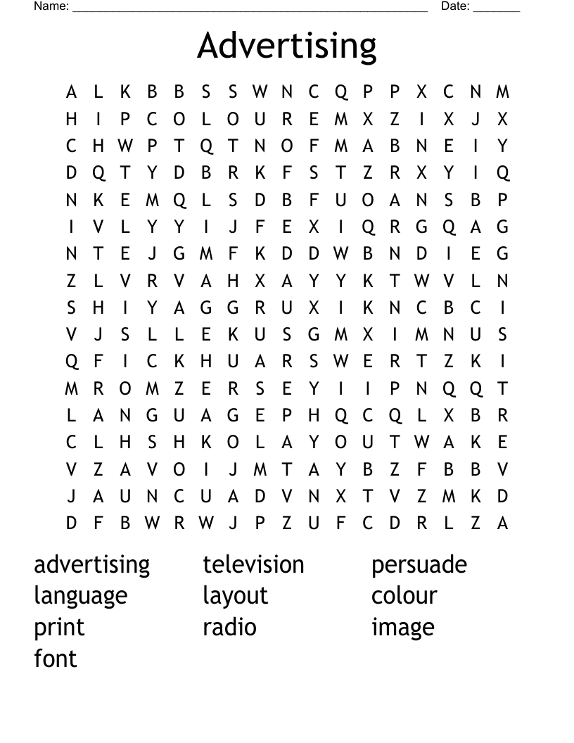 Advertising Word Search