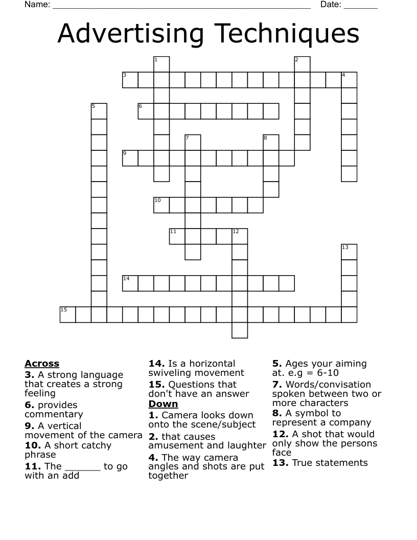 Advertising Techniques Crossword