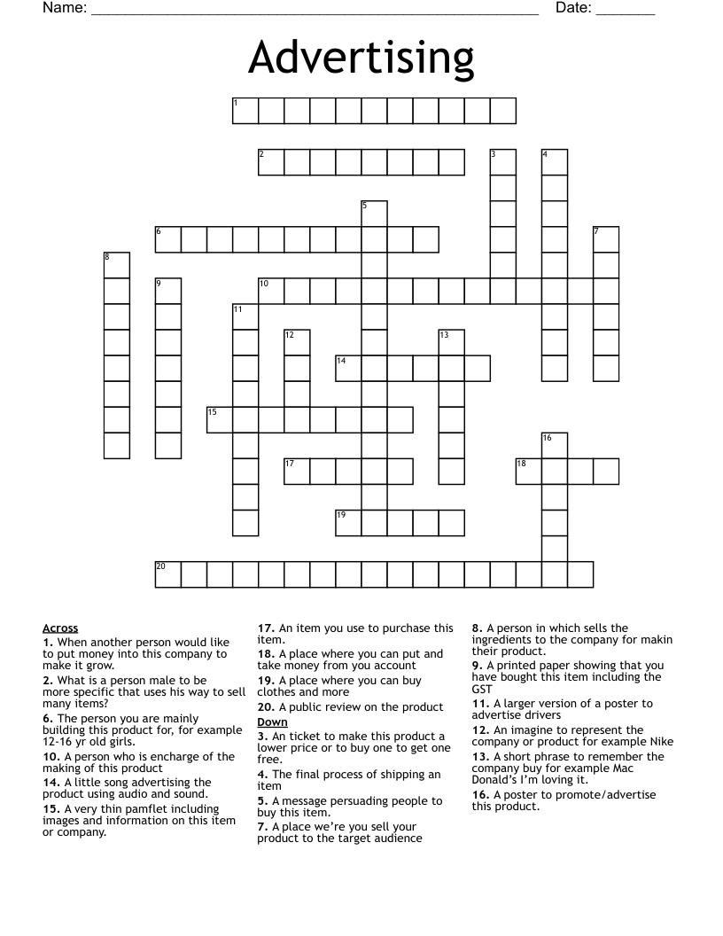 Advertising  Crossword