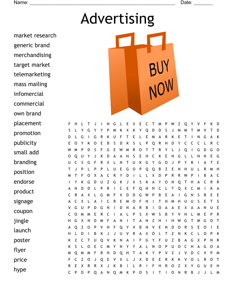 Advertising  Word Search