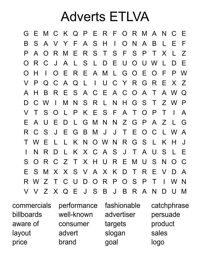 Adverts ETLVA Word Search