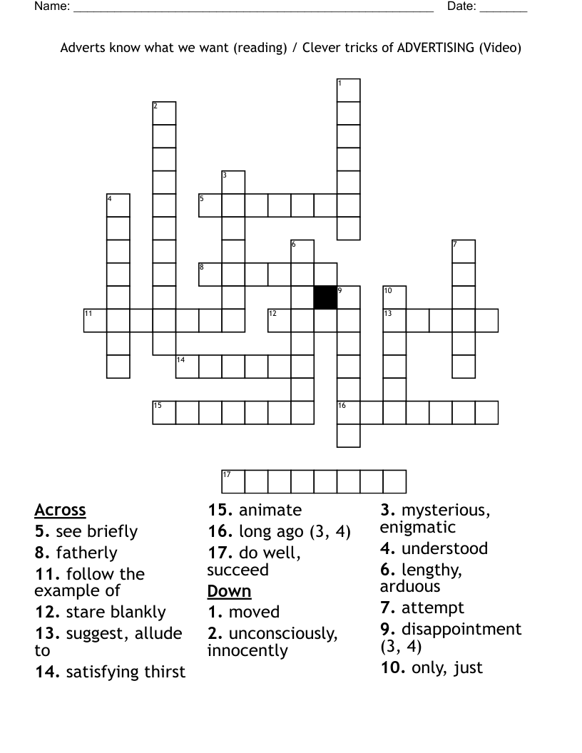 Adverts know what we want (reading) / Clever tricks of ADVERTISING (Video) Crossword