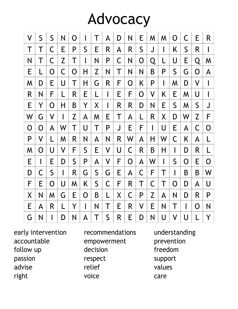 Advocacy Word Search
