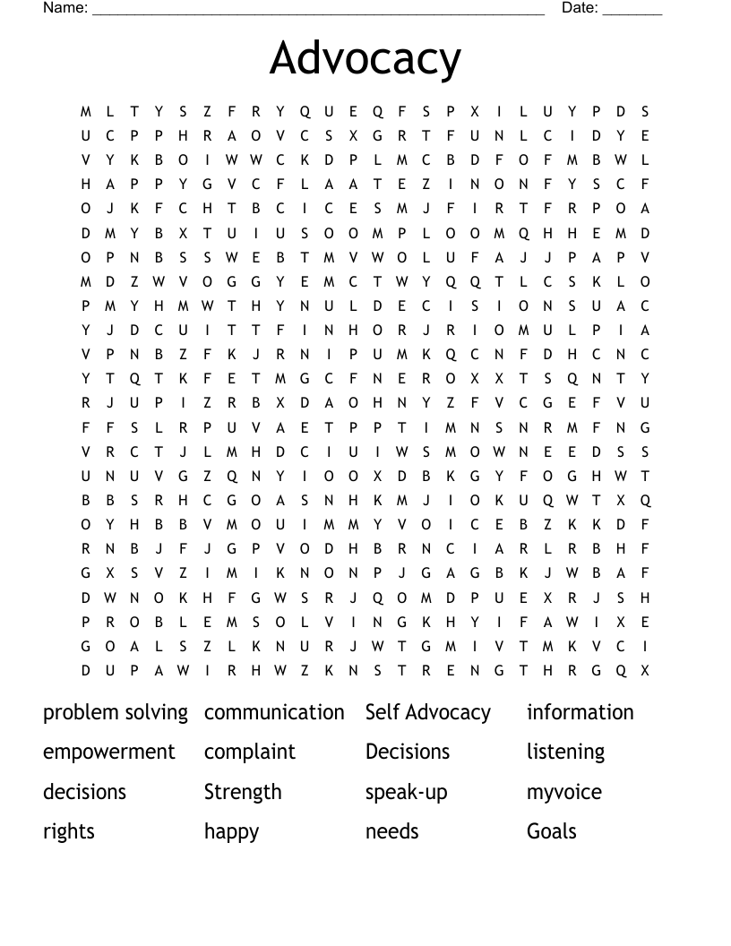 Advocacy Word Search