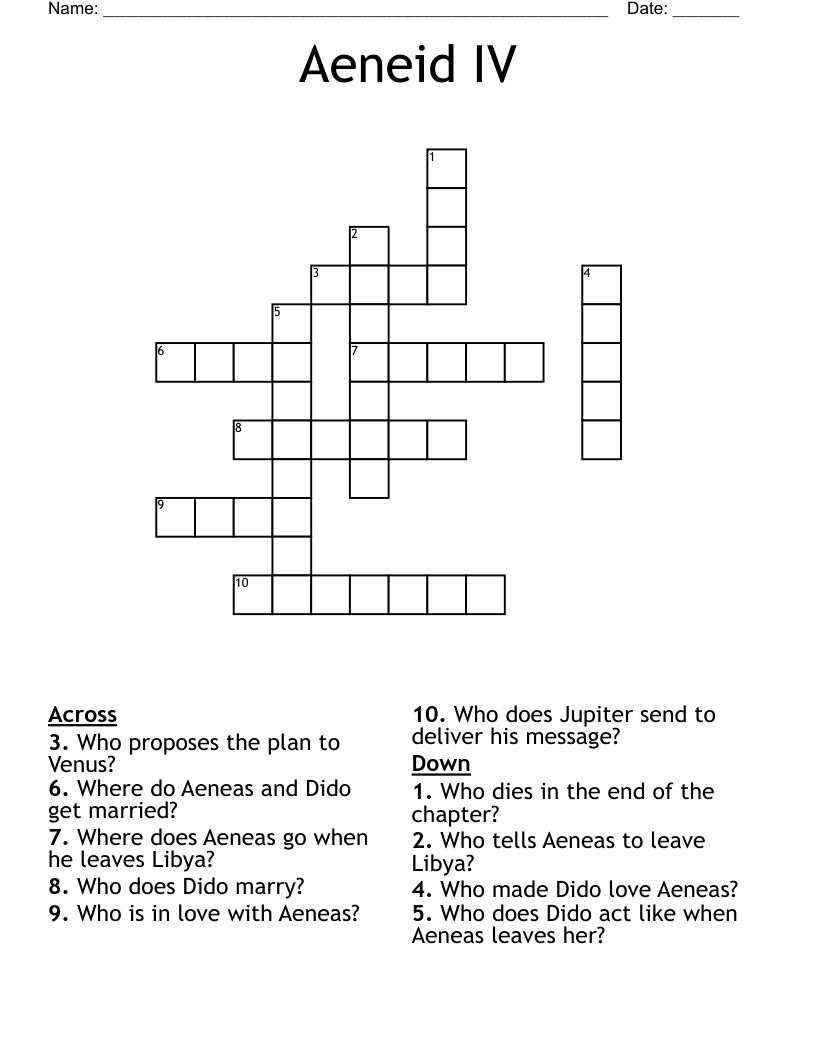 Aeneid IV Crossword