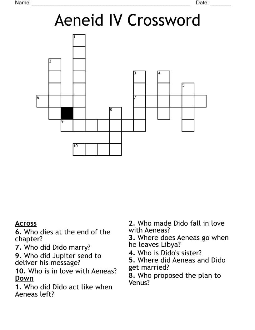 Aeneid IV Crossword