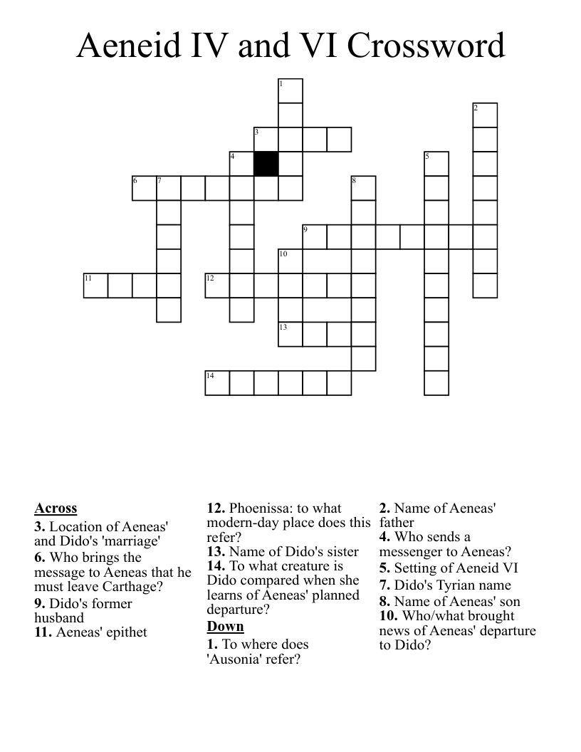 Aeneid IV and VI Crossword