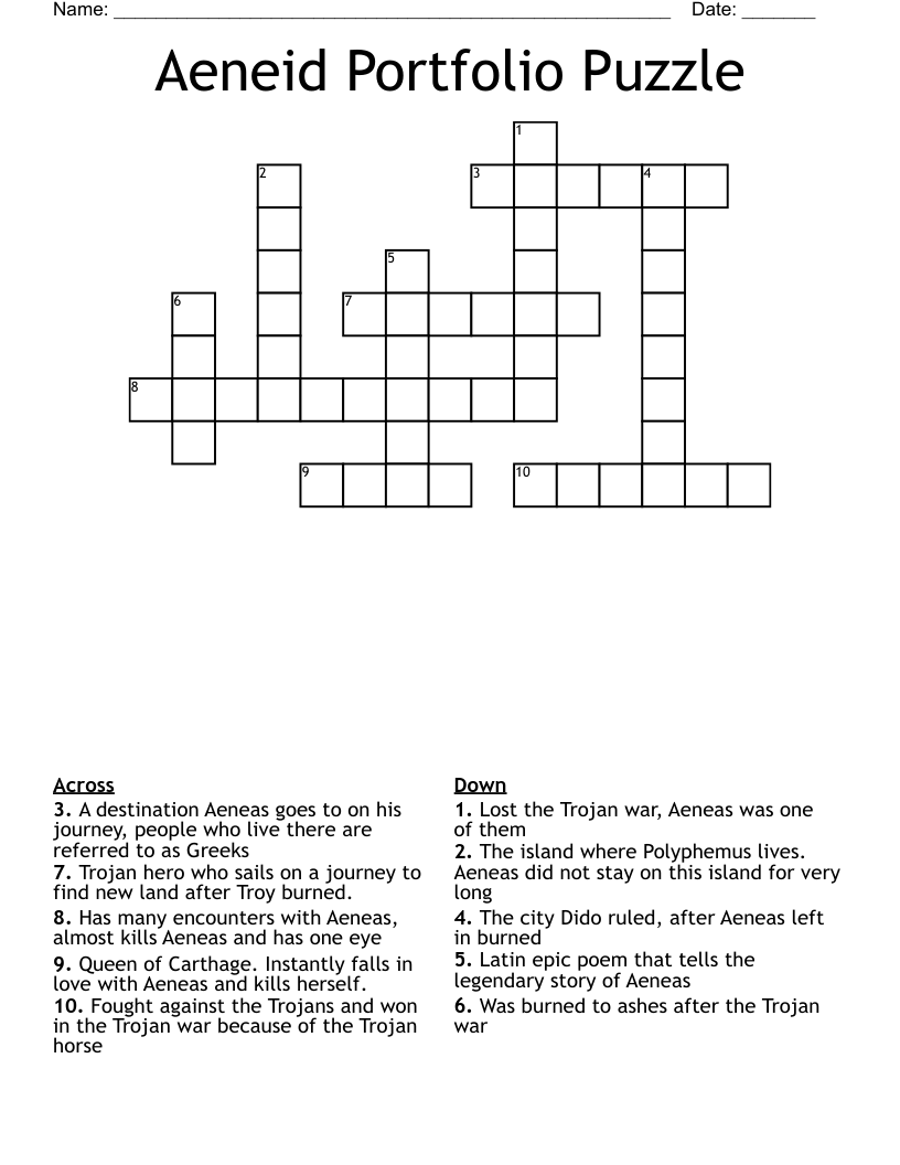 Aeneid Portfolio Puzzle  Crossword