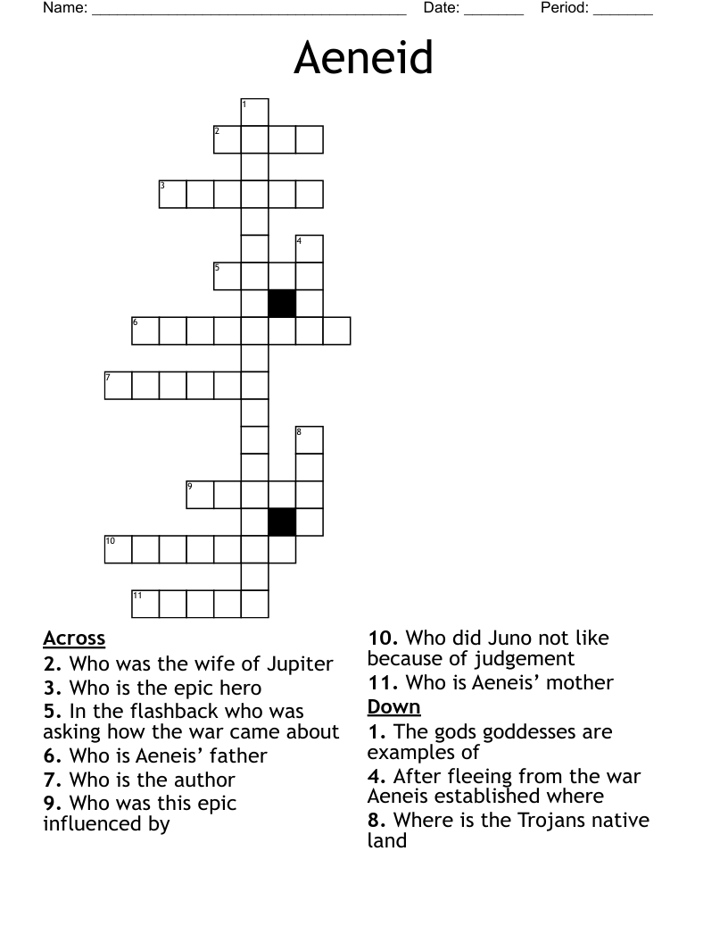 Aeneid  Crossword