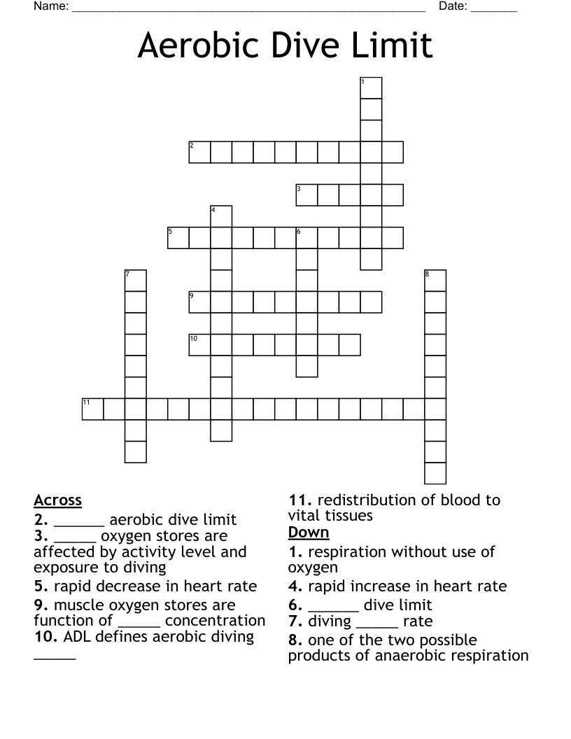 Aerobic Dive Limit Crossword