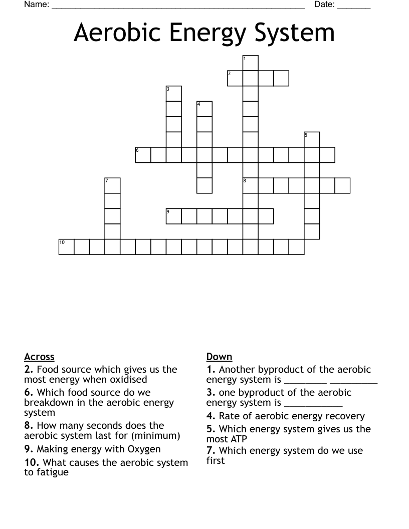 Aerobic Energy System Crossword