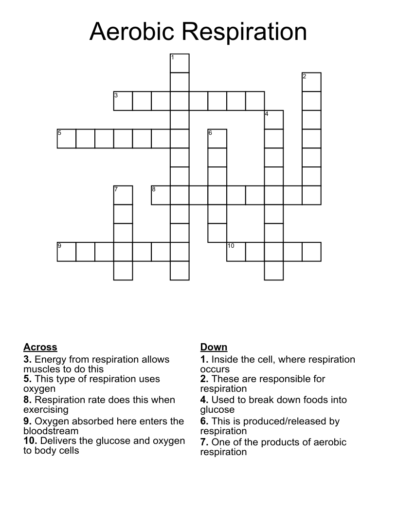 Aerobic Respiration Crossword