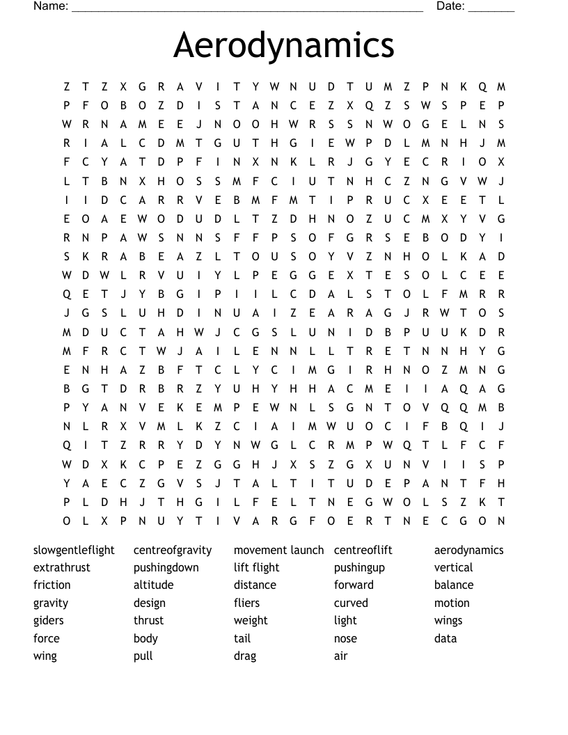 Aerodynamics Word Search