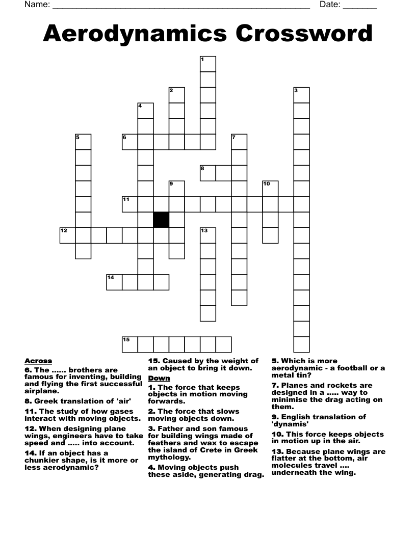 Aerodynamics Crossword