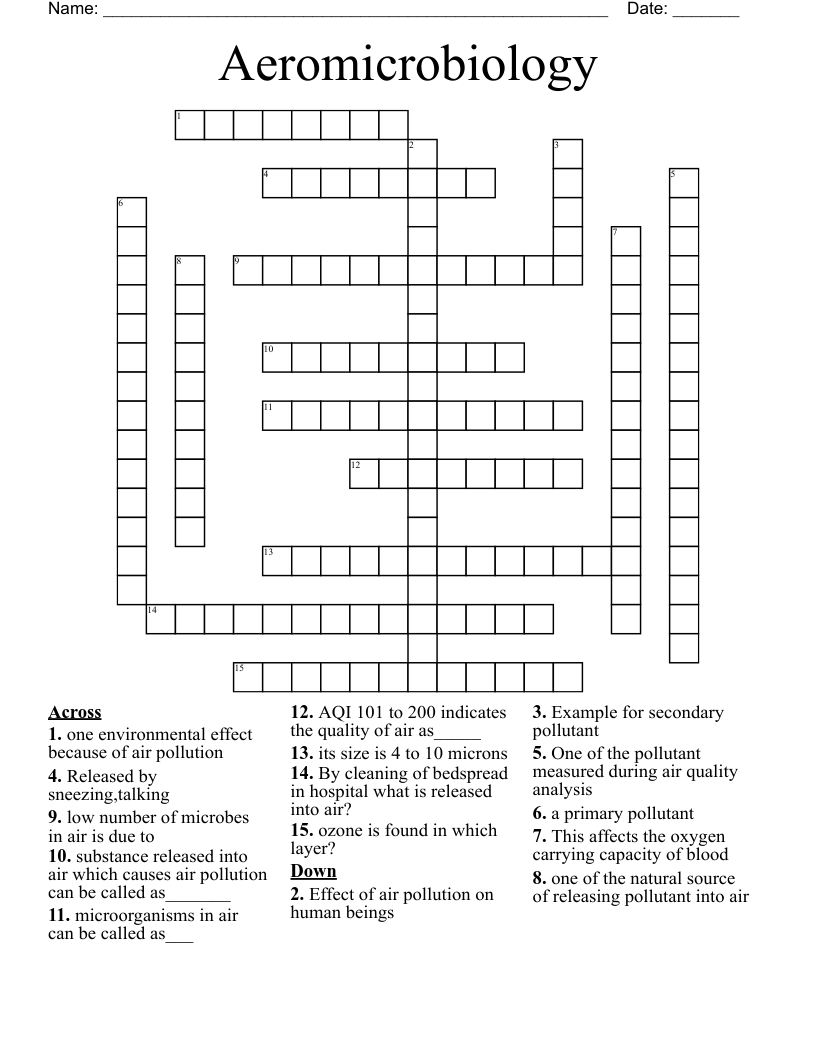Aeromicrobiology Crossword