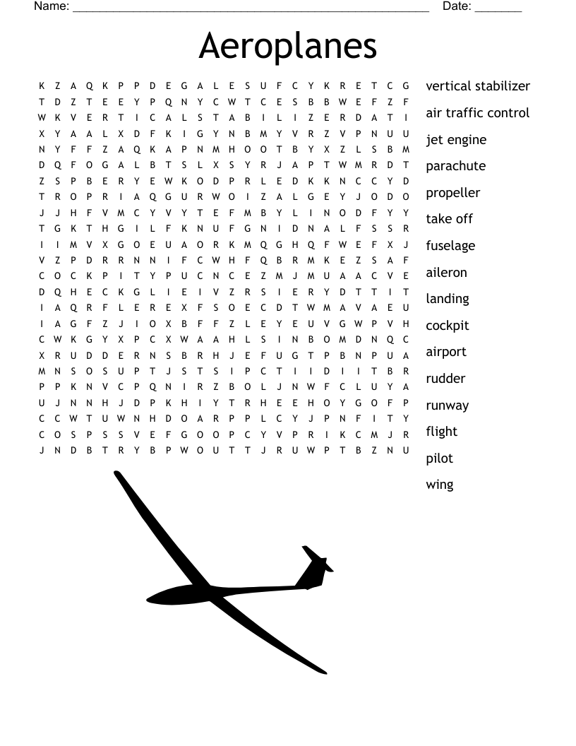 Aeroplanes Word Search