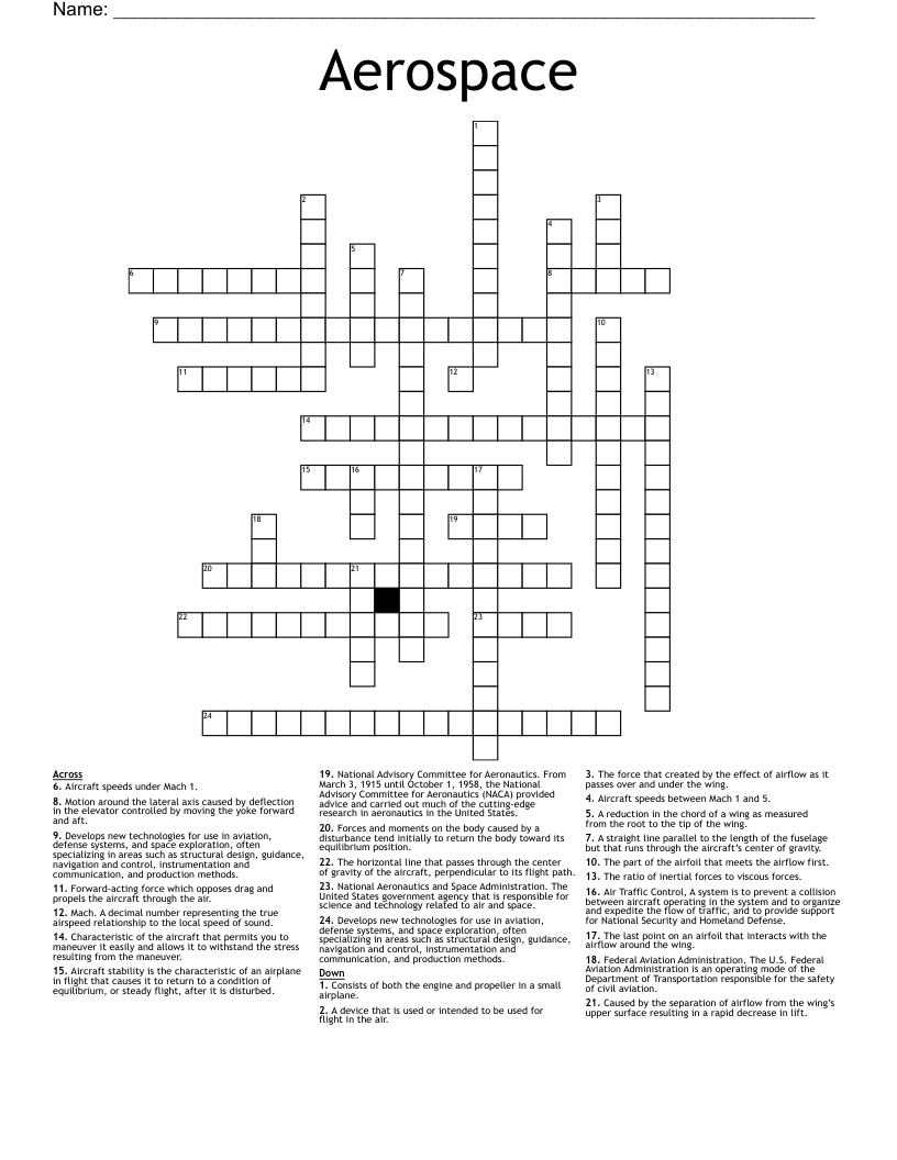 Aerospace Crossword