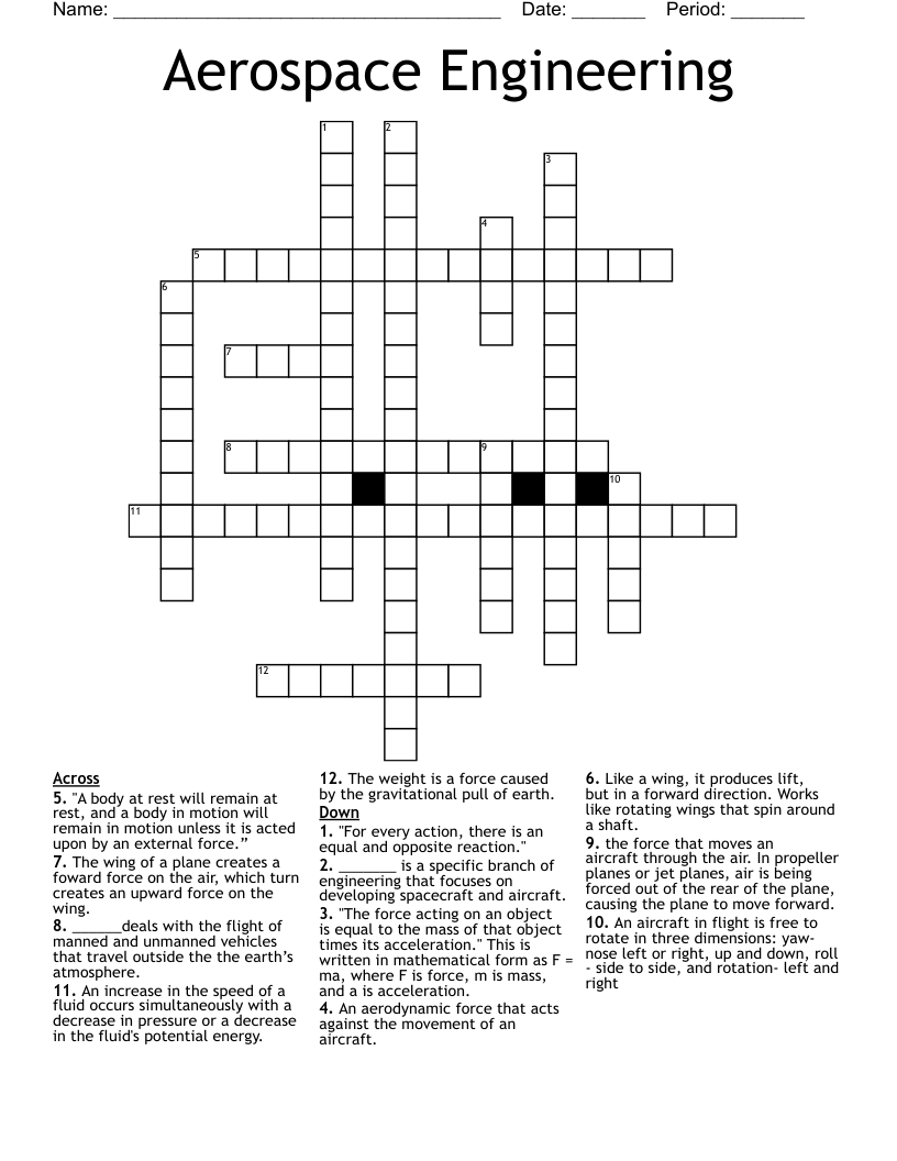 Aerospace Engineering Crossword