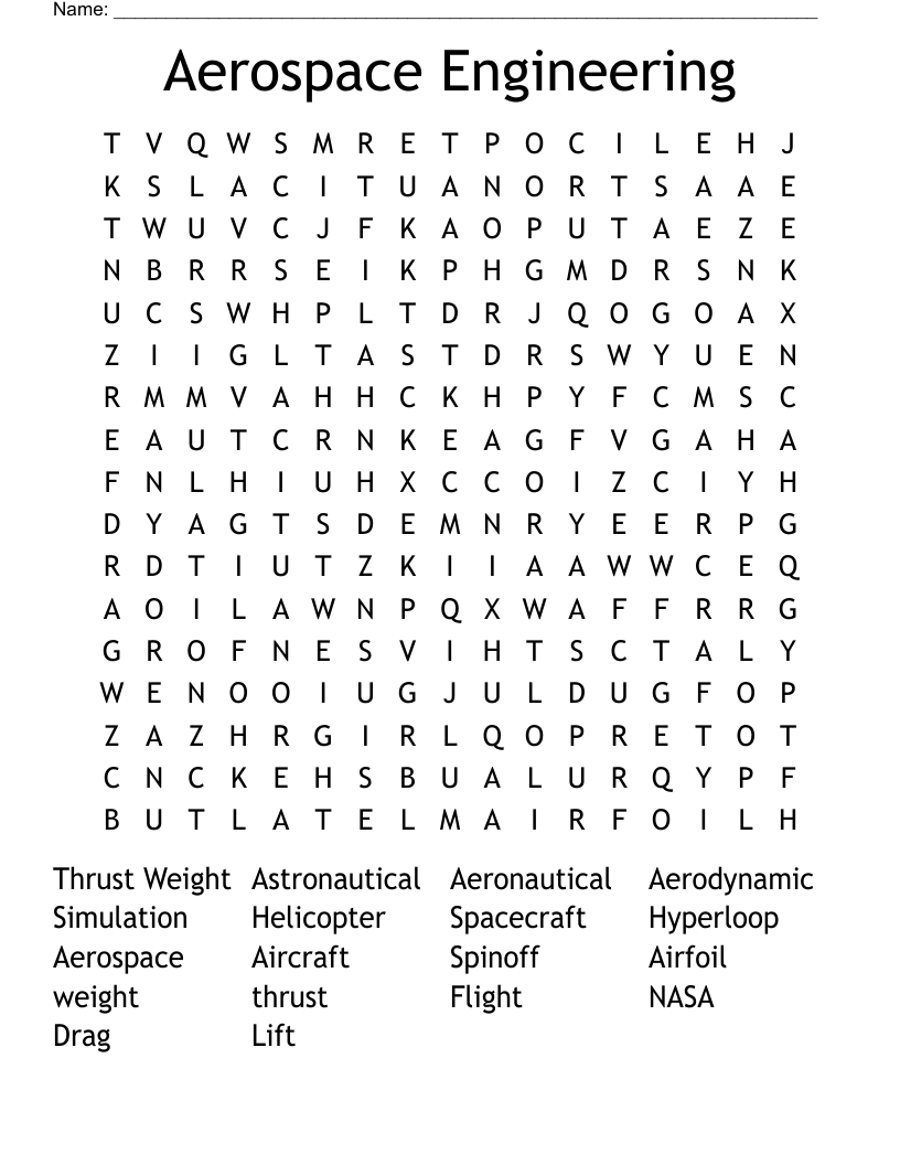 Aerospace Engineering Word Search