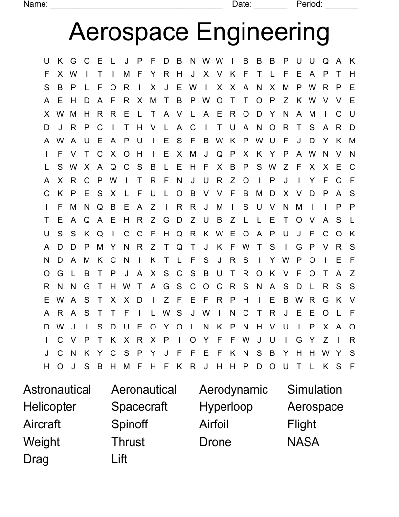 Aerospace Engineering Word Search
