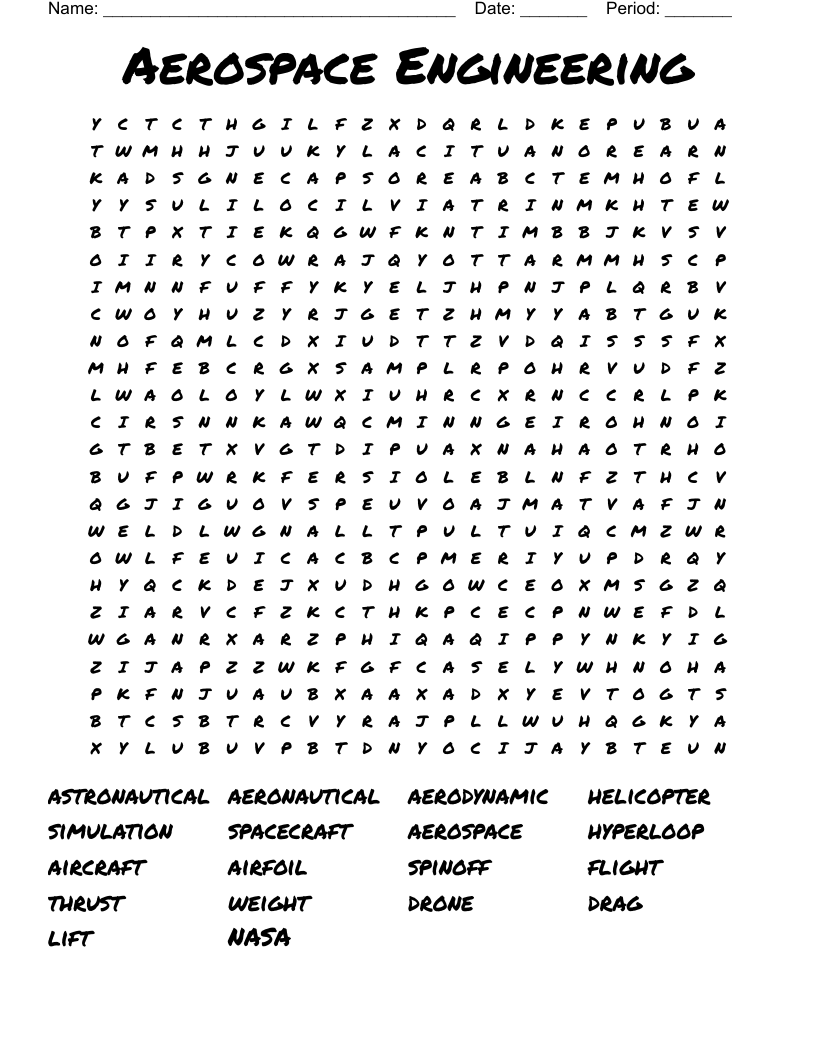 Aerospace Engineering Word Search
