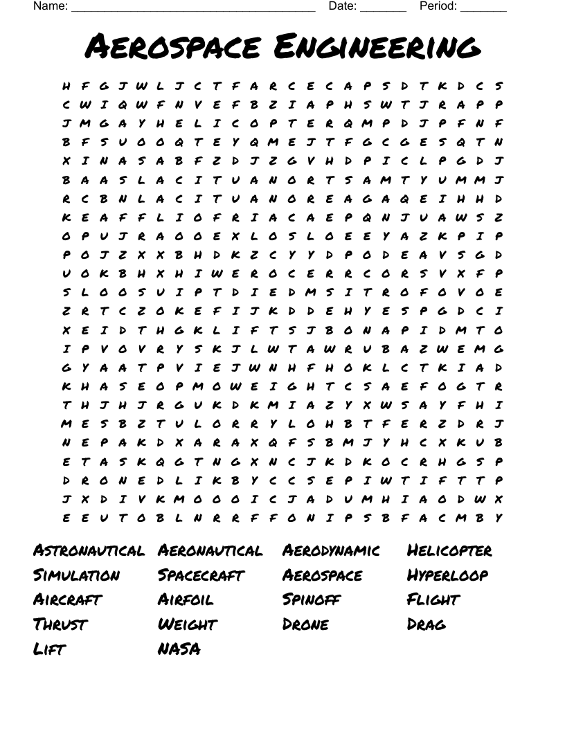 Aerospace Engineering Word Search