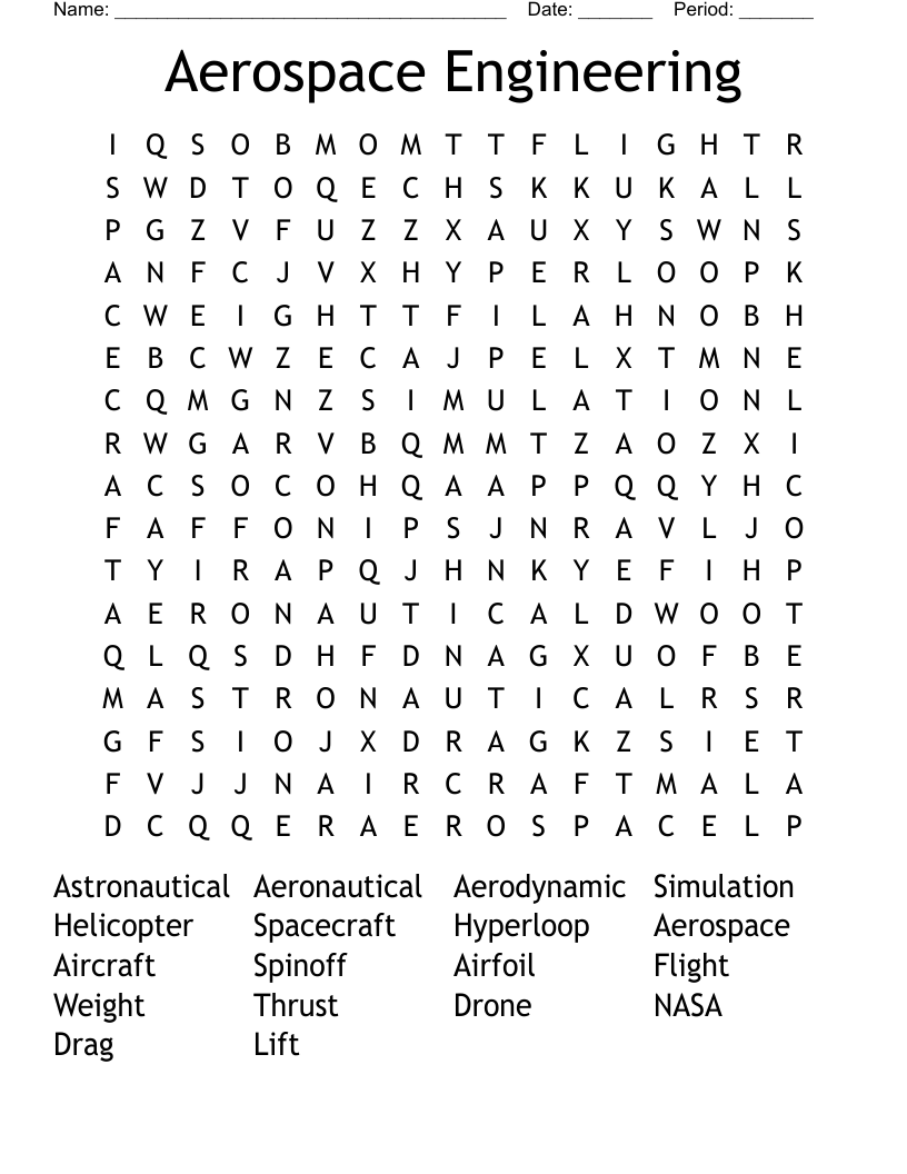 Aerospace Engineering Word Search