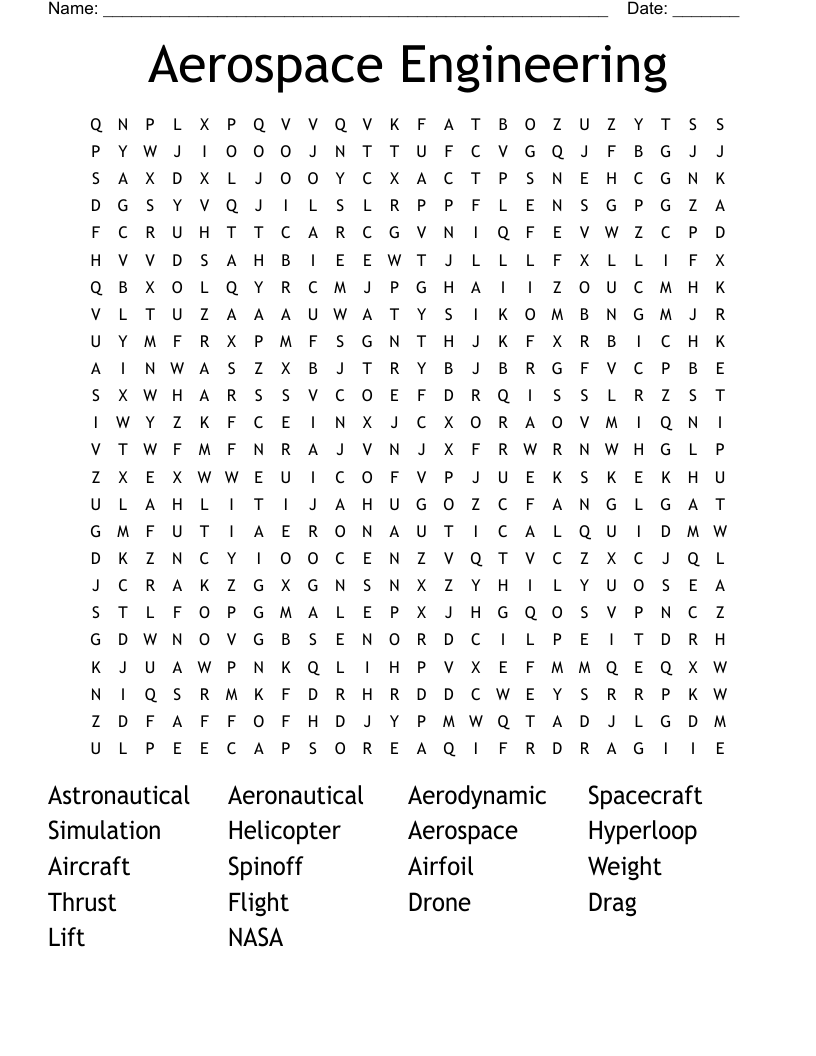 Aerospace Engineering Word Search