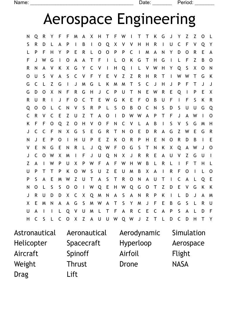 Aerospace Engineering Word Search