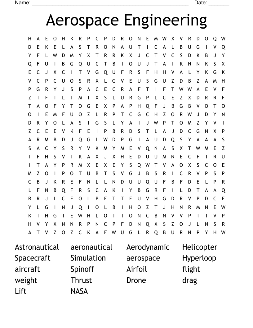 Aerospace Engineering Word Search