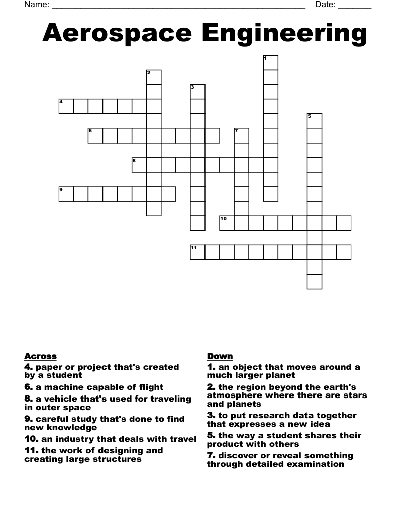 Aerospace Engineering Crossword