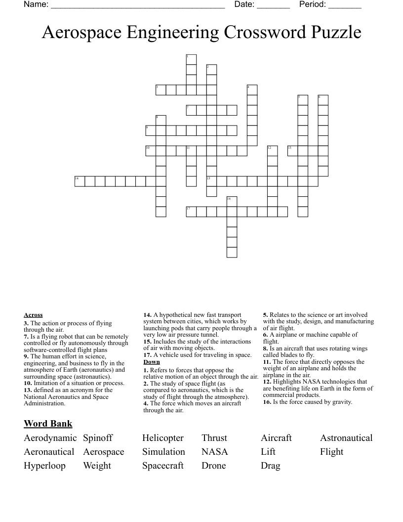 Aerospace Engineering Crossword Puzzle