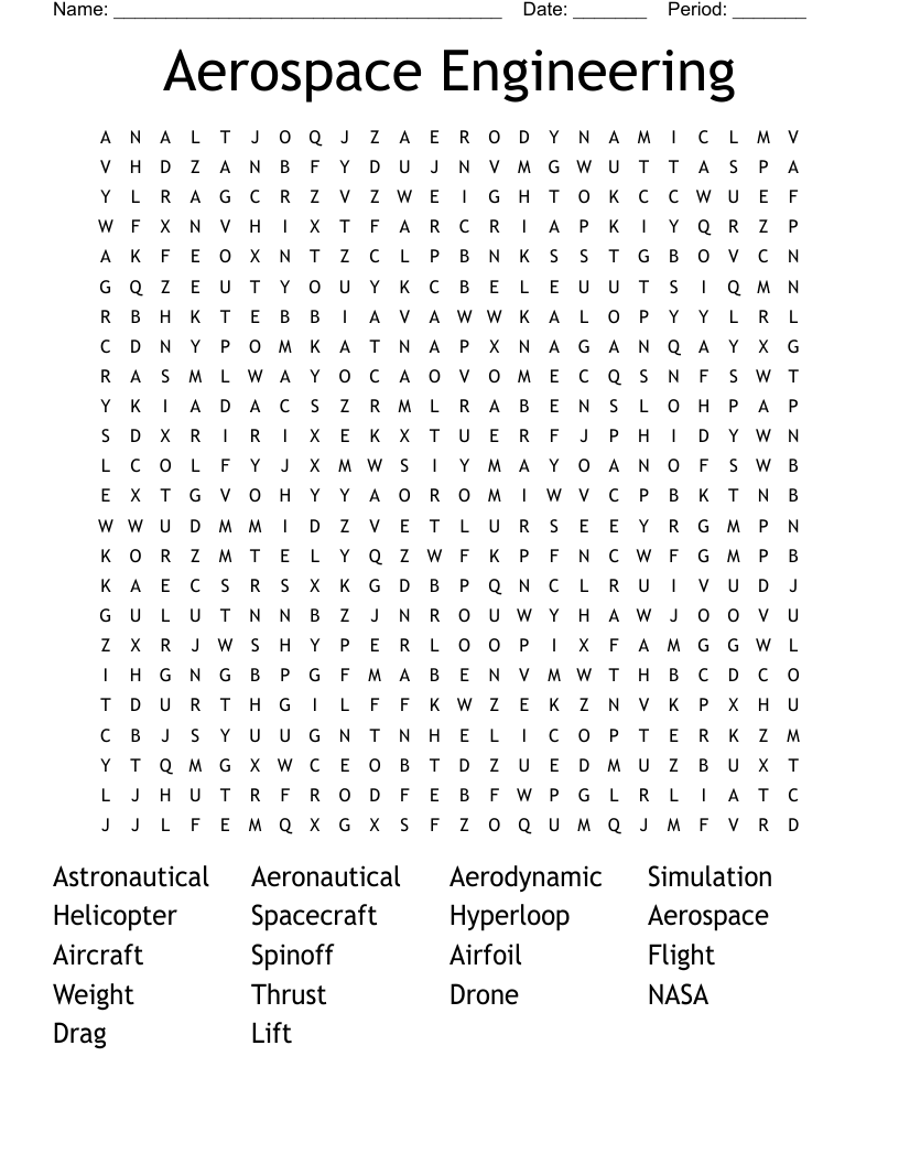 Aerospace Engineering  Word Search