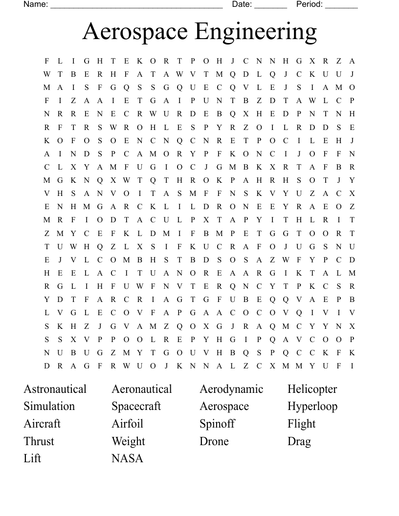 Aerospace Engineering  Word Search