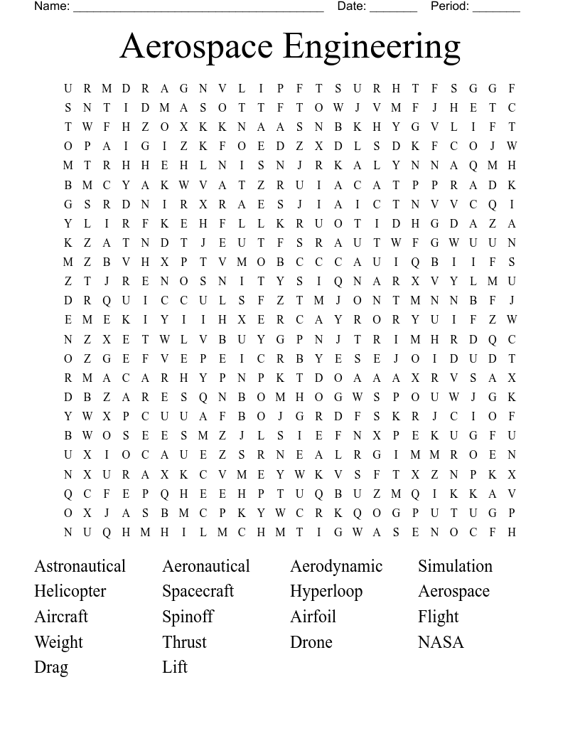Aerospace Engineering  Word Search