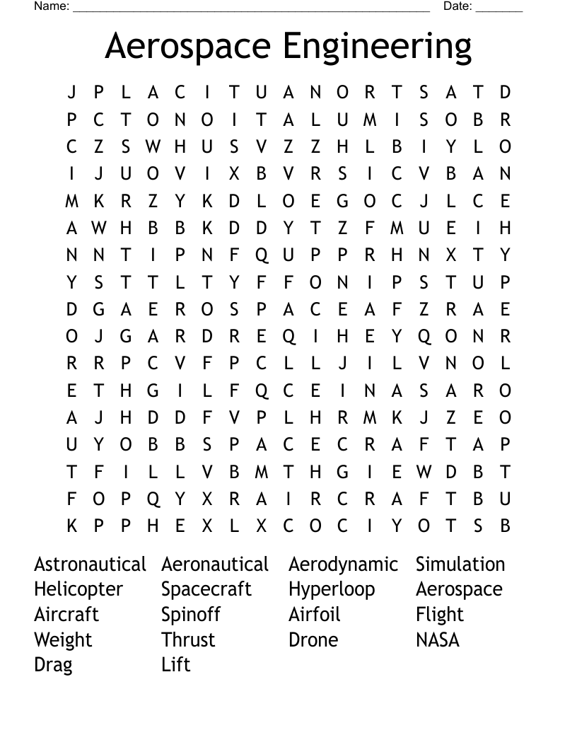 Aerospace Engineering  Word Search