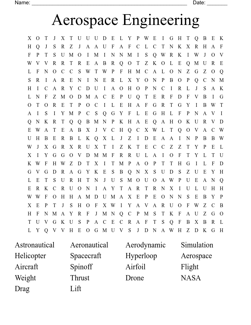 Aerospace Engineering  Word Search