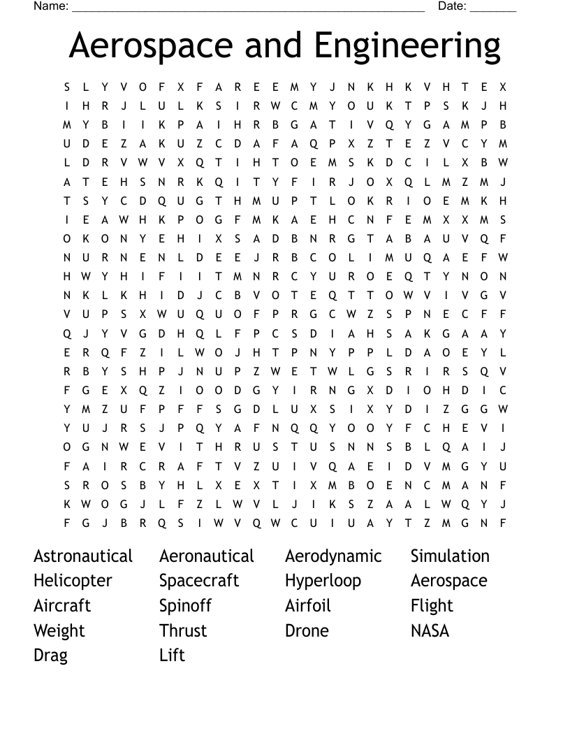 Aerospace and Engineering Word Search
