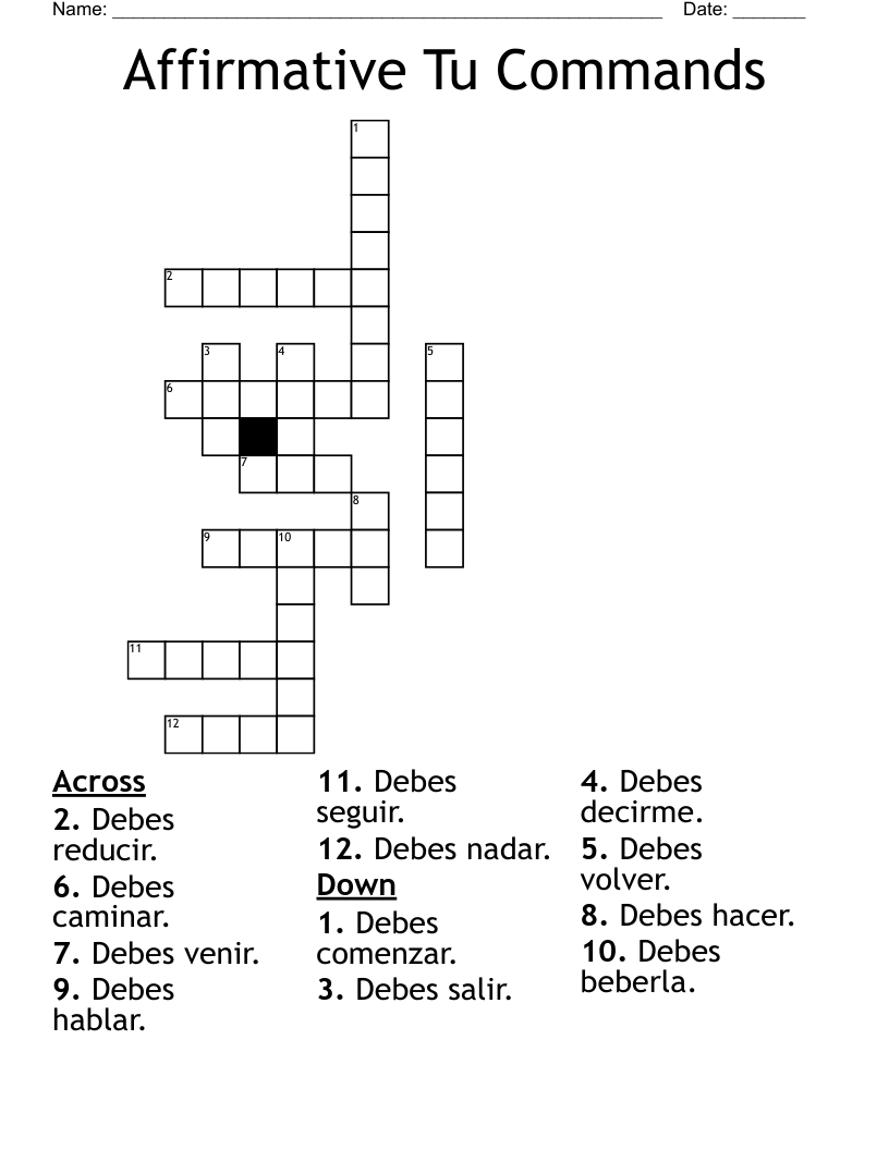 Affirmative Tu Commands Crossword