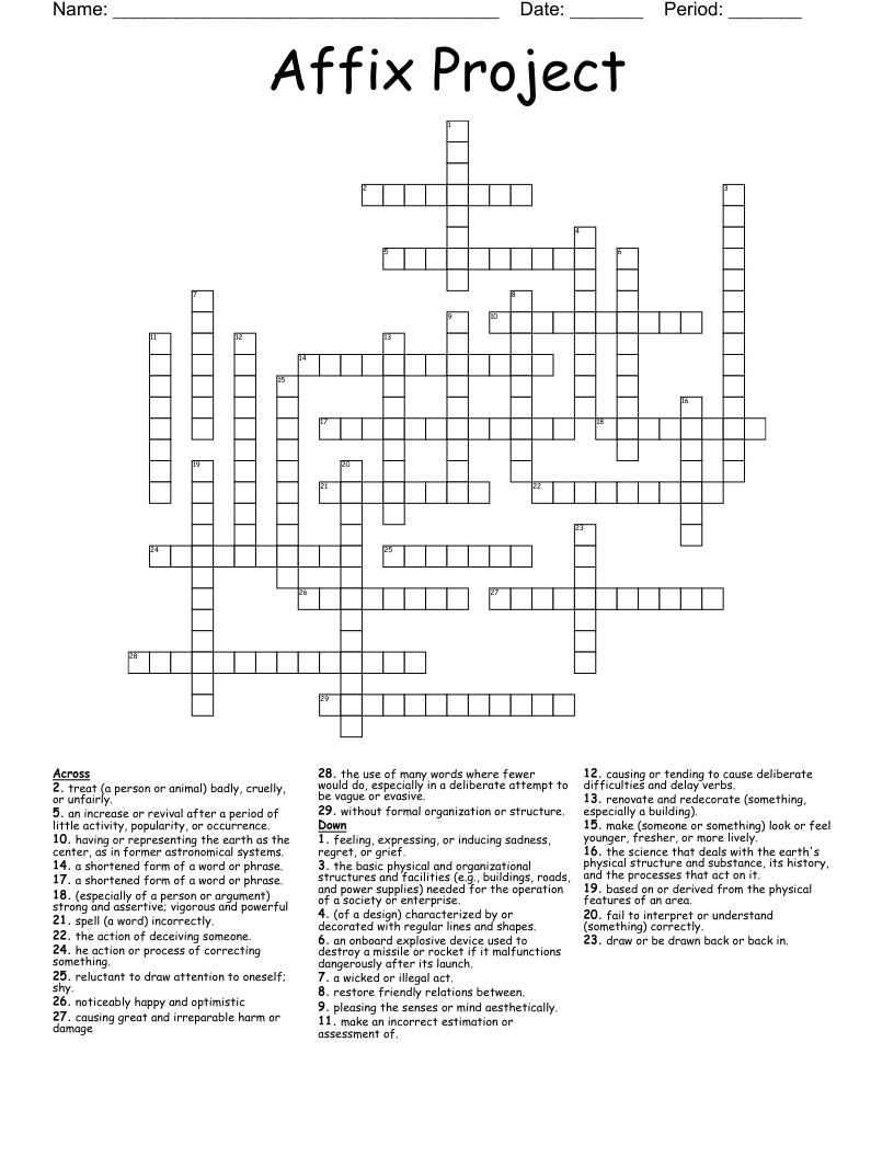 Affix Project  Crossword