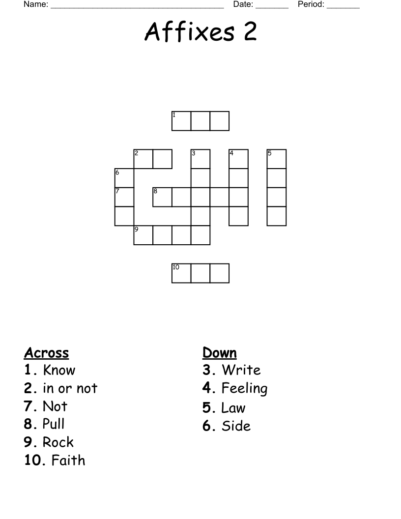 Affixes 2  Crossword