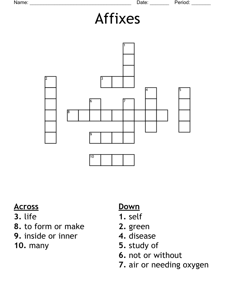 Affixes Crossword