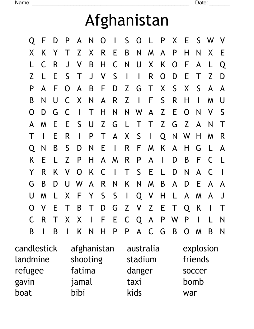 Afghanistan Word Search
