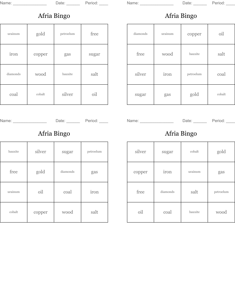 Afria Bingo