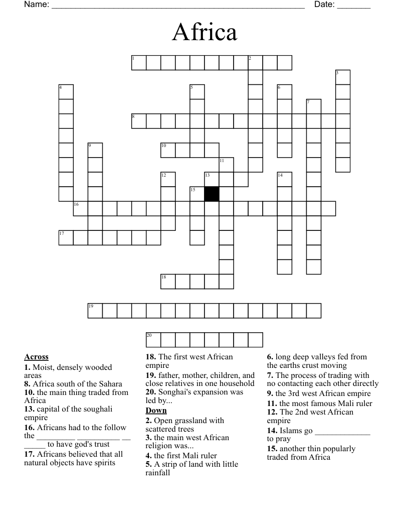 Africa Crossword