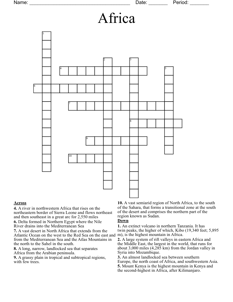 Africa Crossword