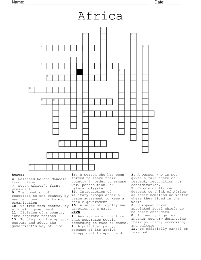 Africa Crossword