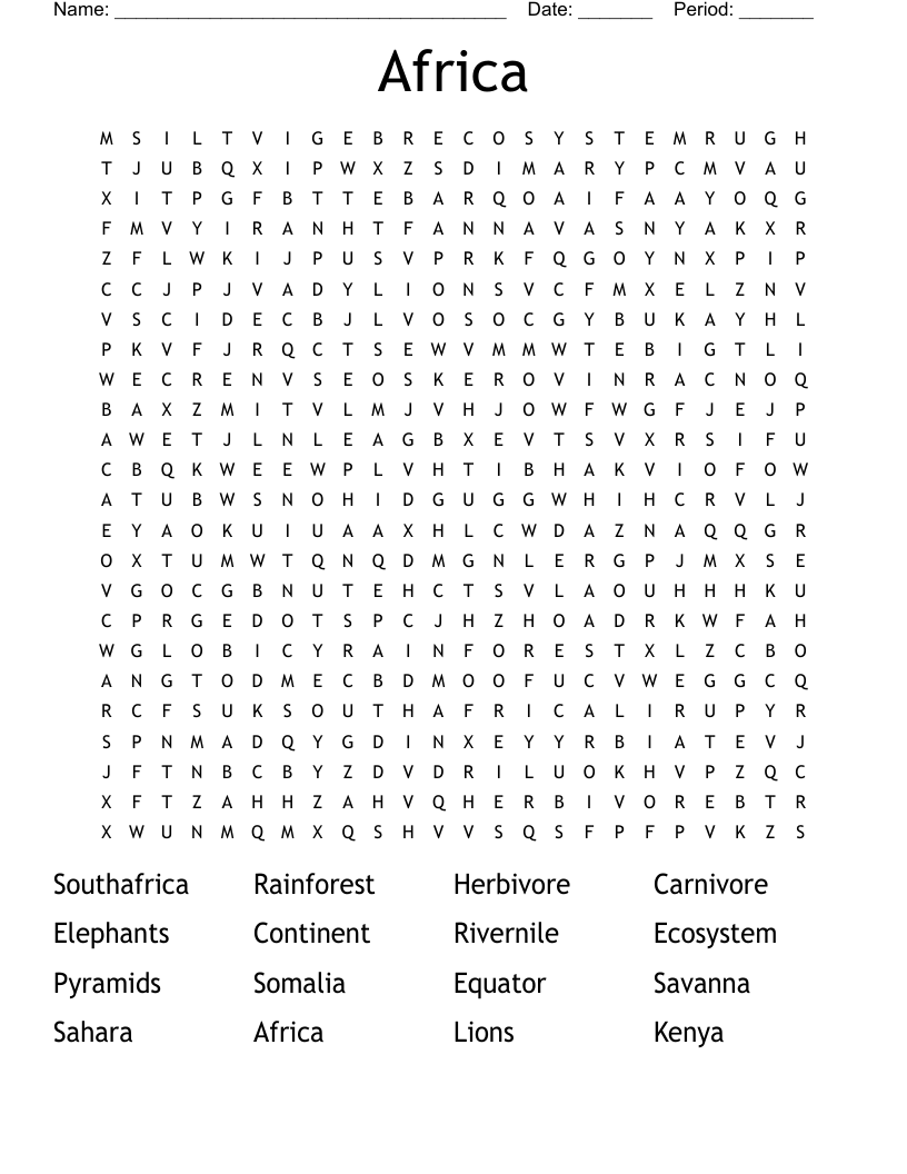 Africa Word Search