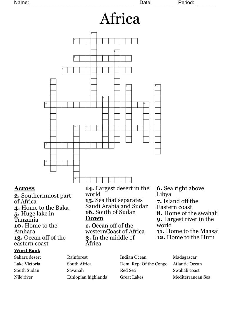 Africa Crossword